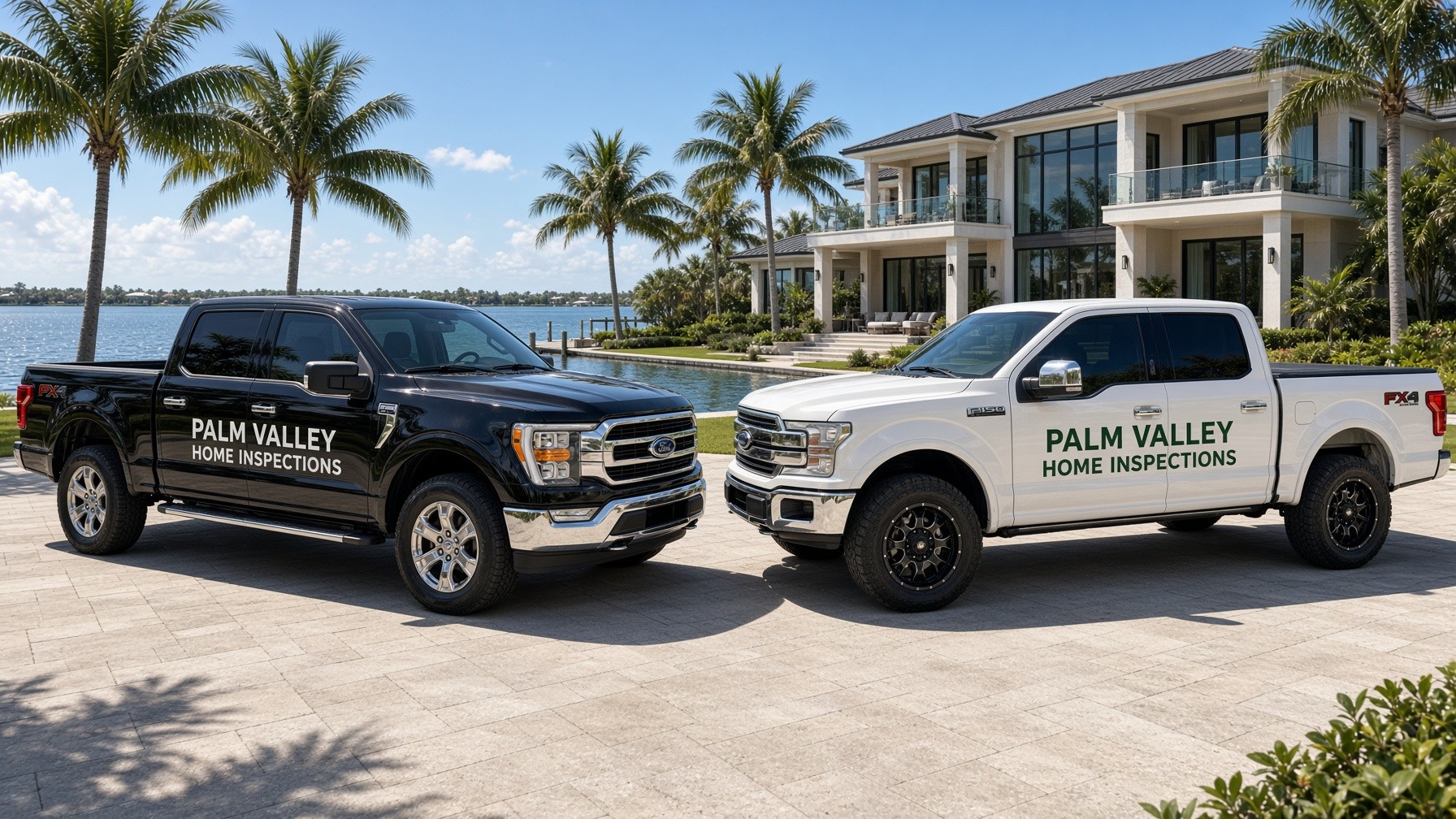 Palm Valley Home Inspections black and white Ford F-150s