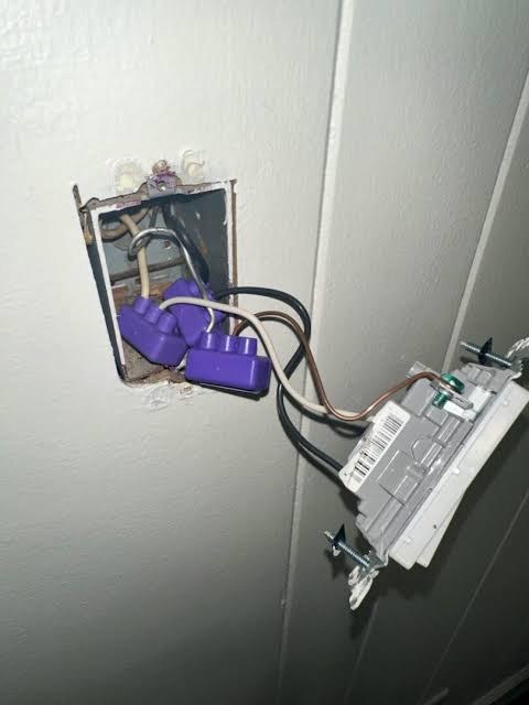 Open outlet with purple AlumiConn connectors