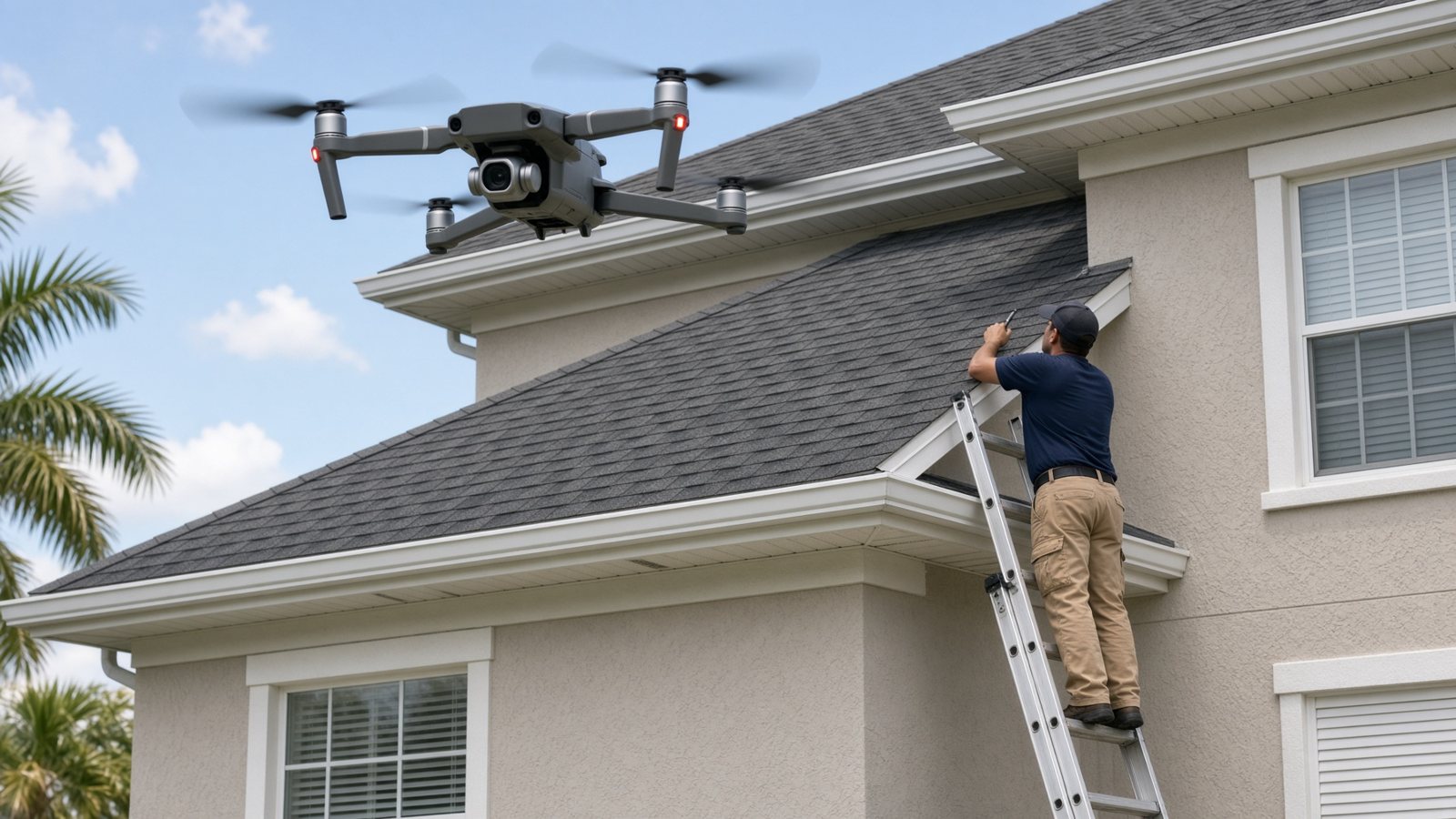 Roof photos from ladder and 5K drone